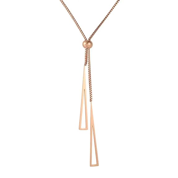 Rose Gold Long Triangle Chain Pendant