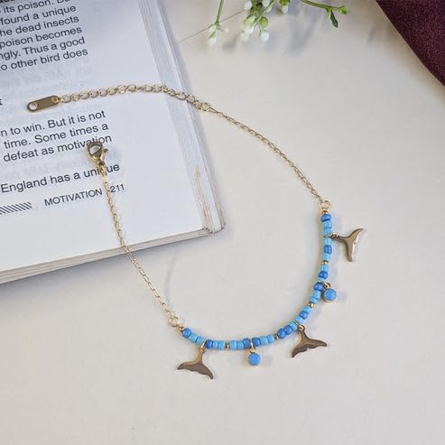 Blue Beaded Anklet