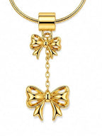 Elegant Double Bow Drop Necklace