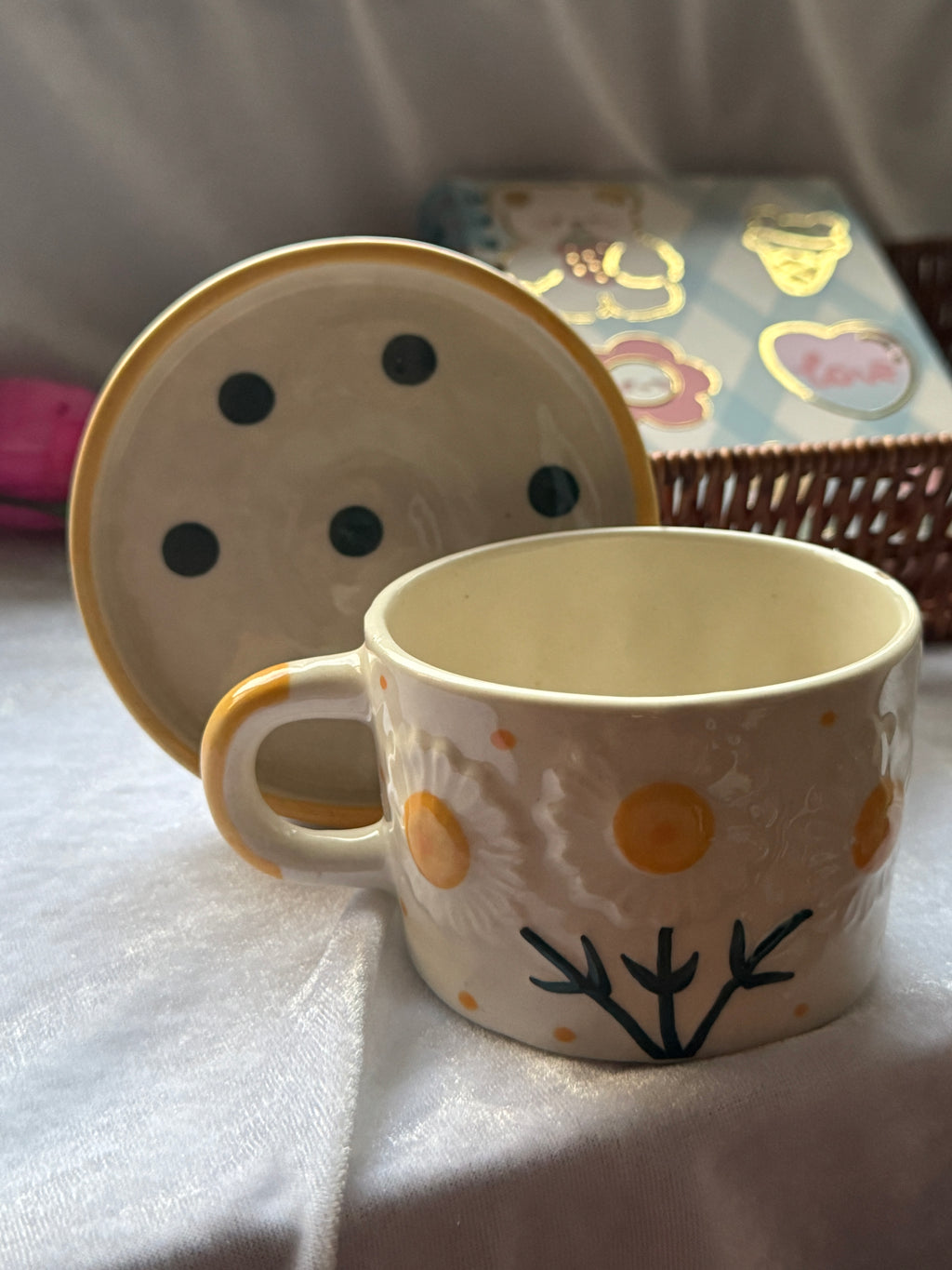 Yellow Sunflower Mug and Plate