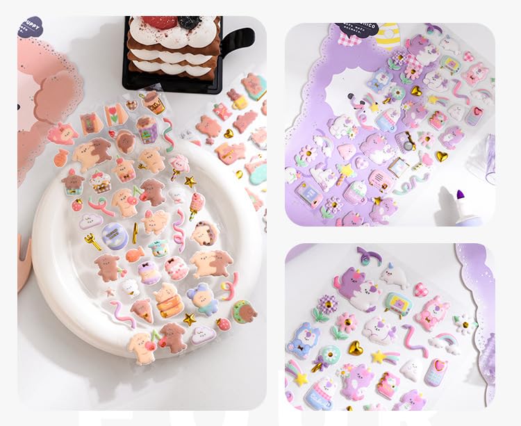 3D Puff Kawaii Stickers