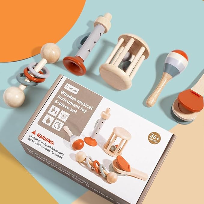 Roux & Rattle Montessori Wooden Musical Instruments Toy Set