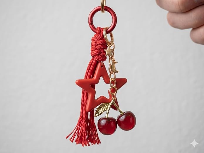 Star And Cherry Bag Charm