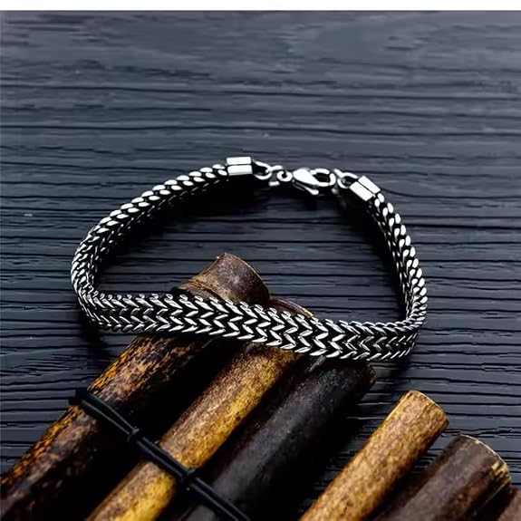 Braided Double Row Stainless Steel Bracelet