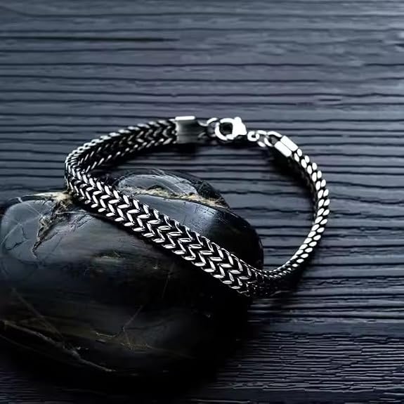 Braided Double Row Stainless Steel Bracelet