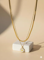 Daisy Flower Dual Layered Necklace