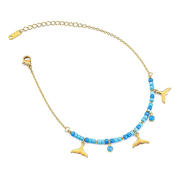 Blue Beaded Anklet
