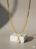 Daisy Flower Dual Layered Necklace