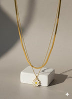 Daisy Flower Dual Layered Necklace