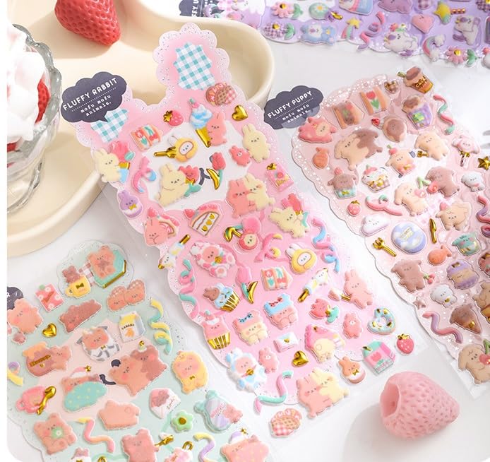 3D Puff Kawaii Stickers