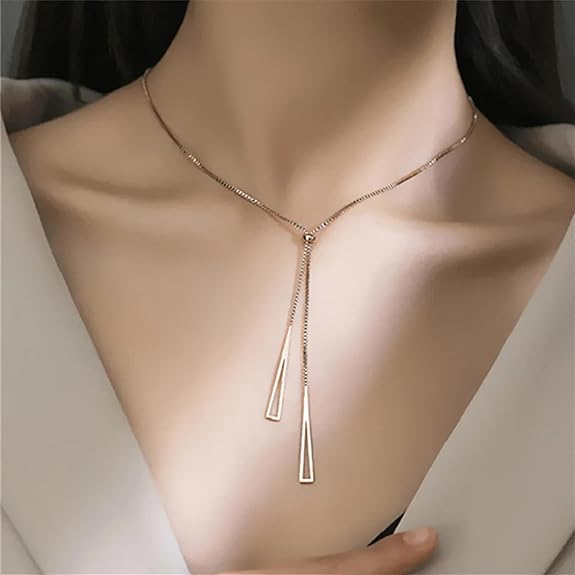 Rose Gold Long Triangle Chain Pendant