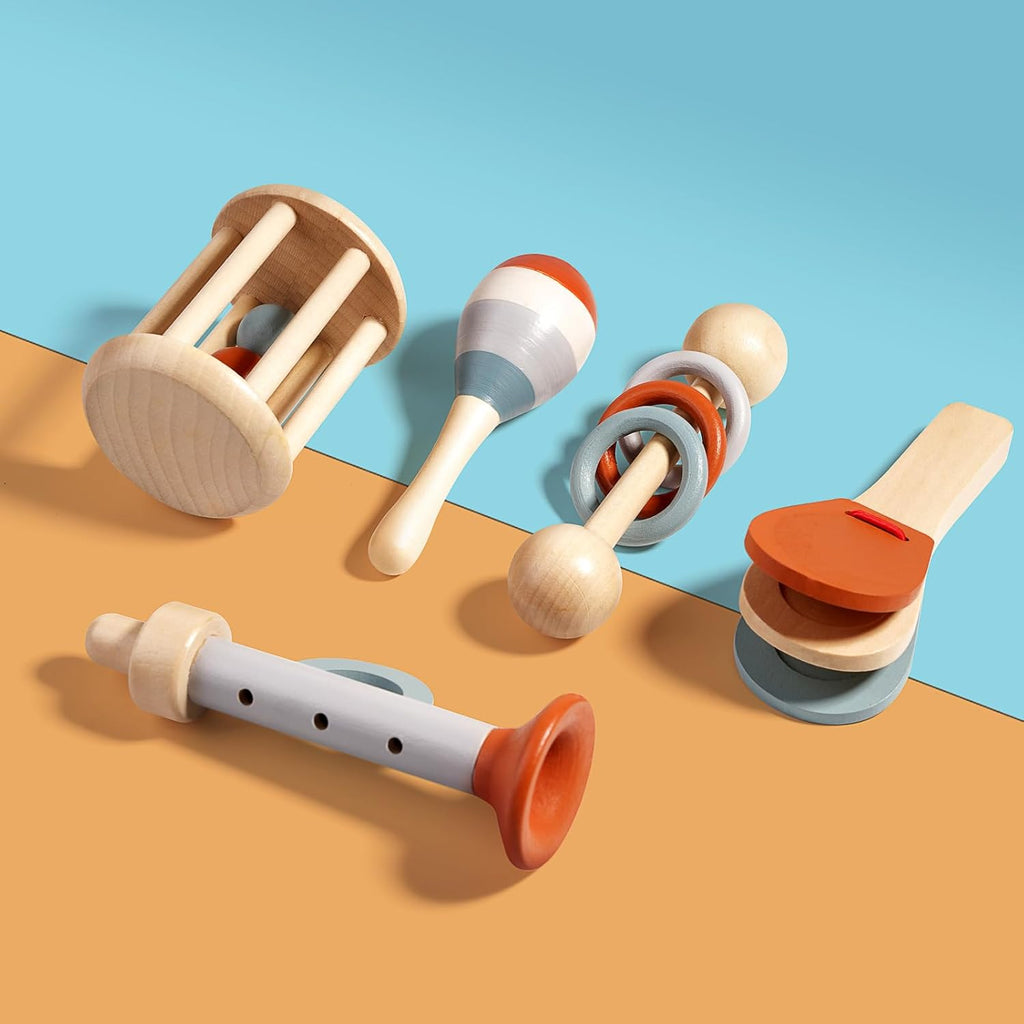 Roux & Rattle Montessori Wooden Musical Instruments Toy Set