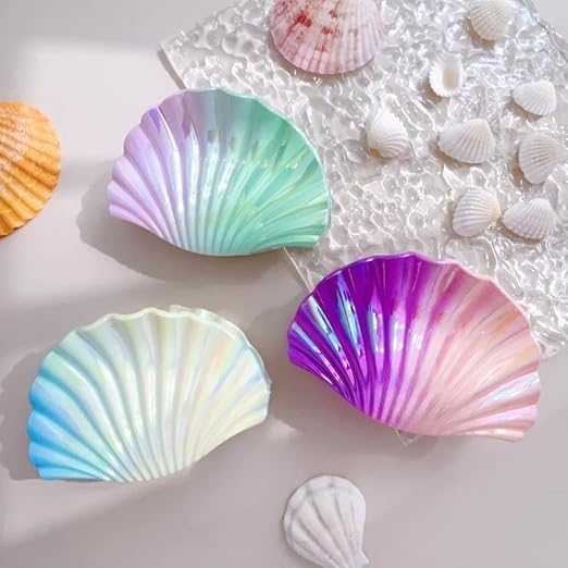 Holographic Shell Shaped Claw Clips