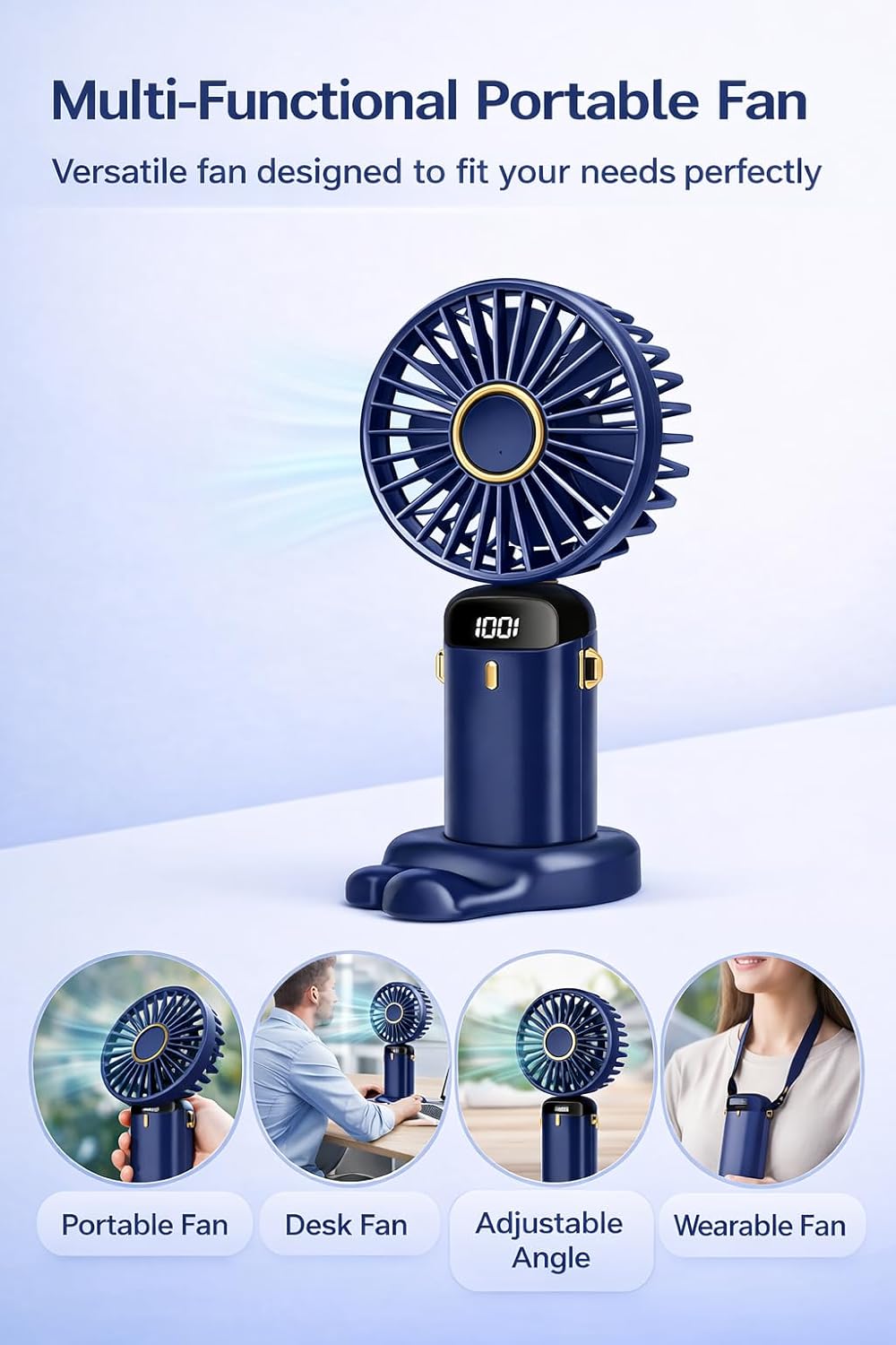 Portable Mini Fan with Digital Display