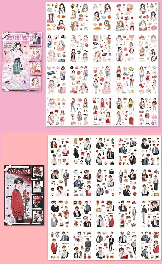 Aesthetic Outfit & Character Stickers (20pcs)