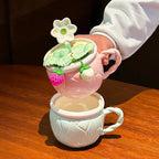 Pinterest strawberry mug with lid and spoon
