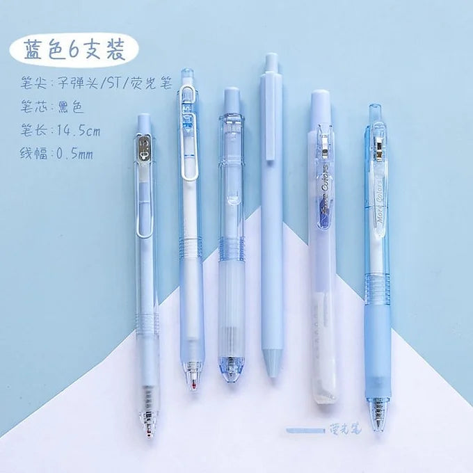 Kawaii Blue Pen & Highlighter Duo