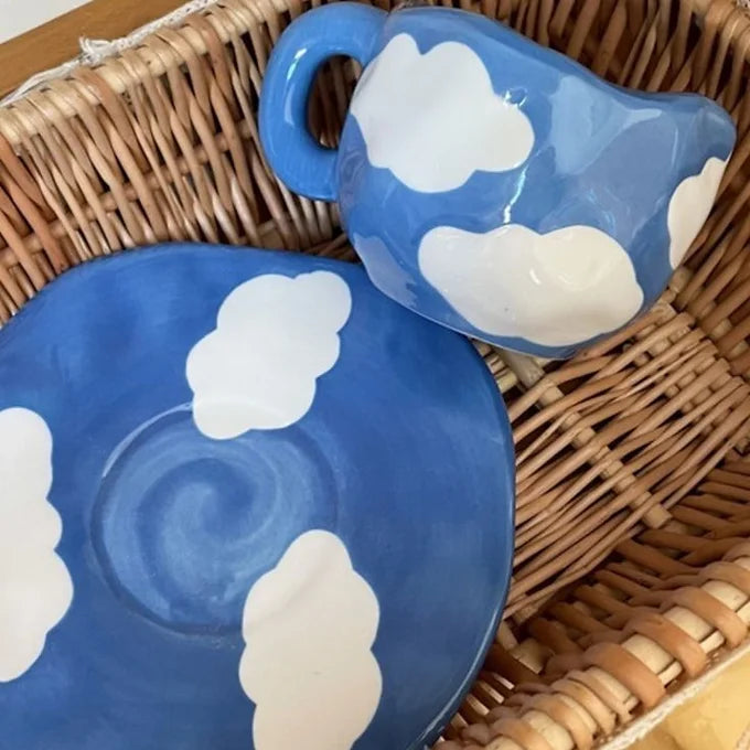 Dreamy Blue Cloud Mug And Plate