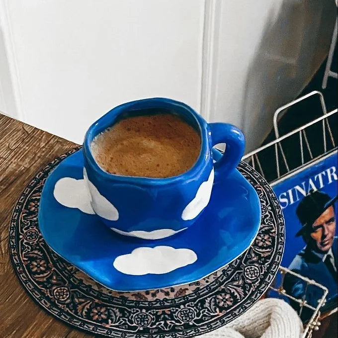 Dreamy Blue Cloud Mug And Plate