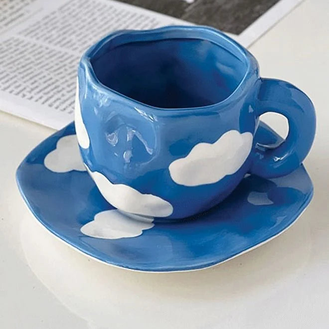 Dreamy Blue Cloud Mug And Plate