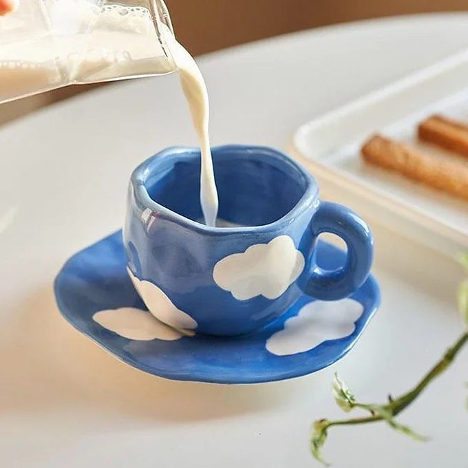 Dreamy Blue Cloud Mug And Plate