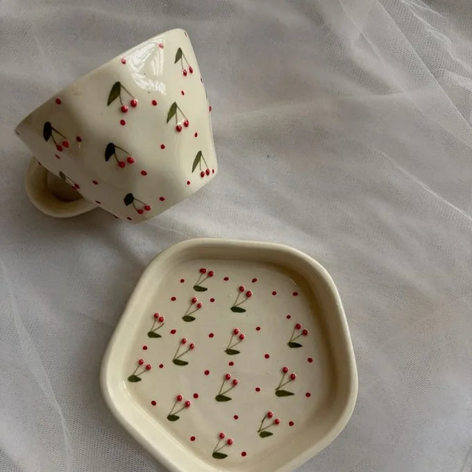 Cherry Mug And Plate