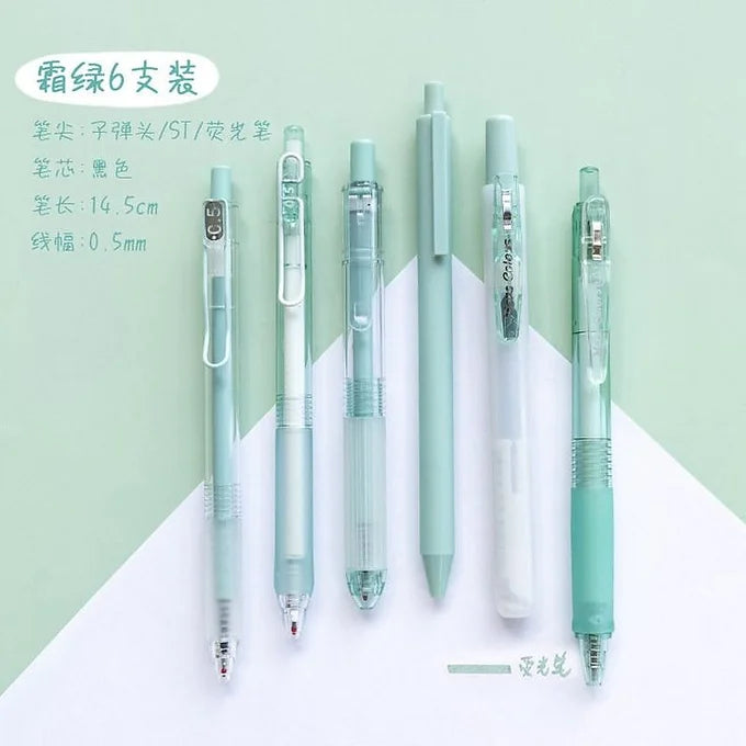 Kawaii Green Pen & Highlighter Duo