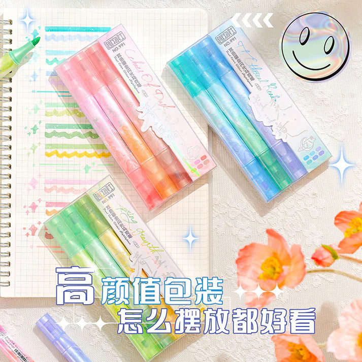 Dual Tip Glitter Highlighter (Set Of 6)