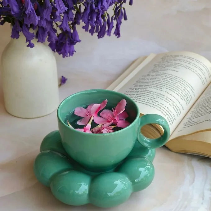 Green Bubble Mug and Plate