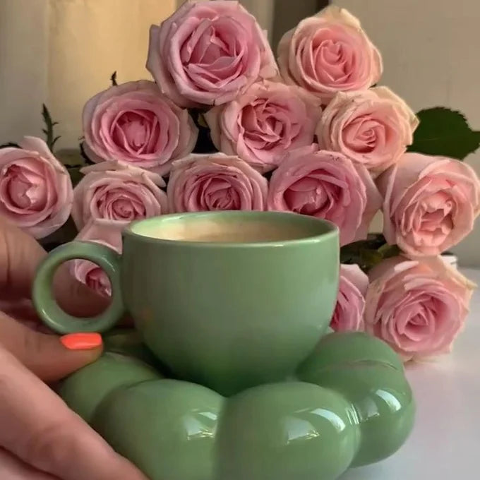 Green Bubble Mug and Plate