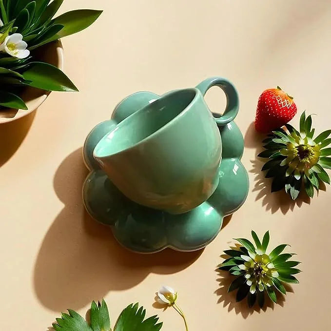 Green Bubble Mug and Plate