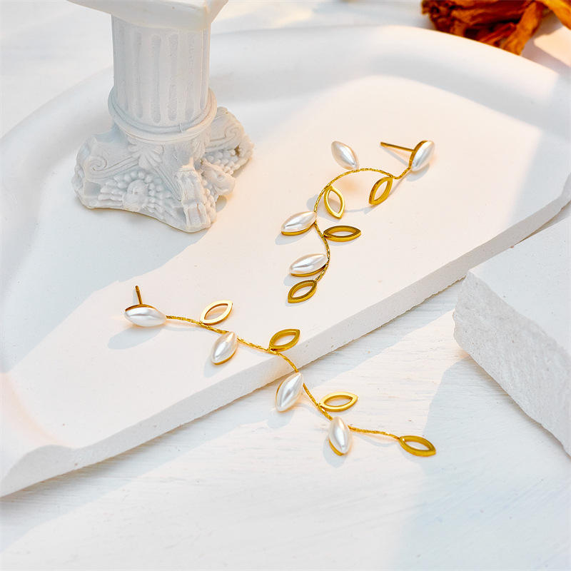 White Leaf Earring