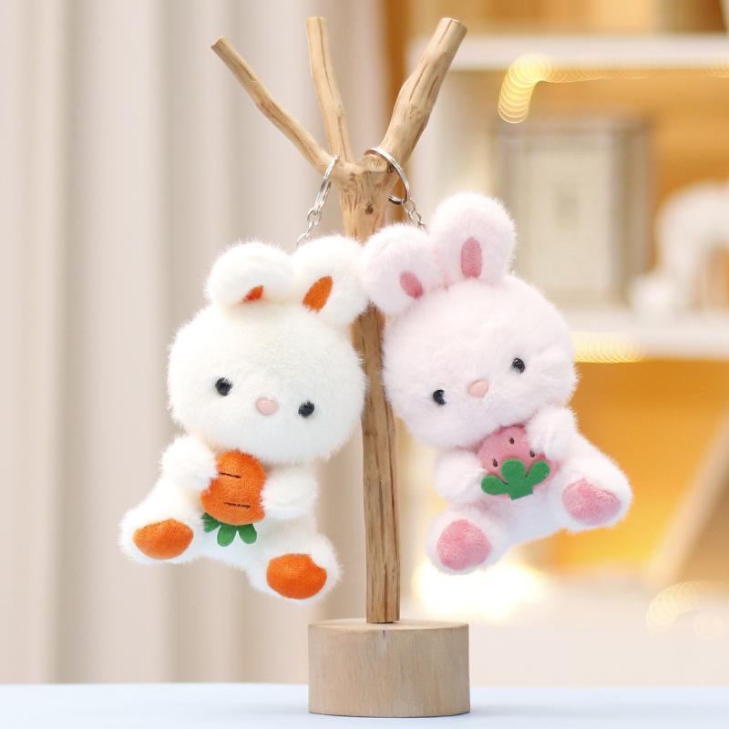 Cute Bunny With Veggie Plushie Keychain