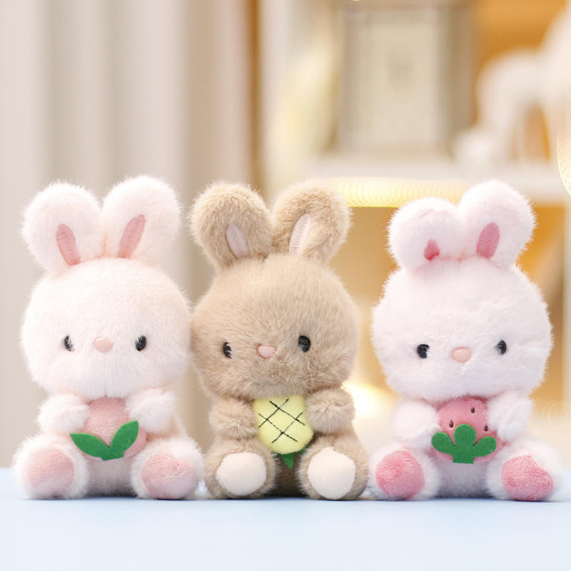 Cute Bunny With Veggie Plushie Keychain