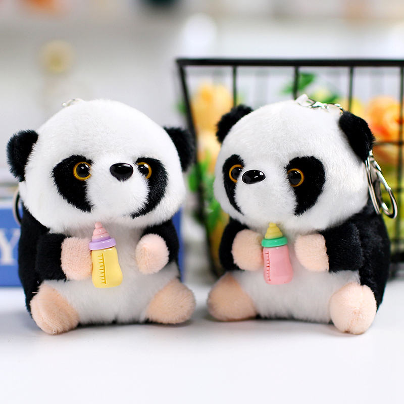 Panda With Bottle Keychain