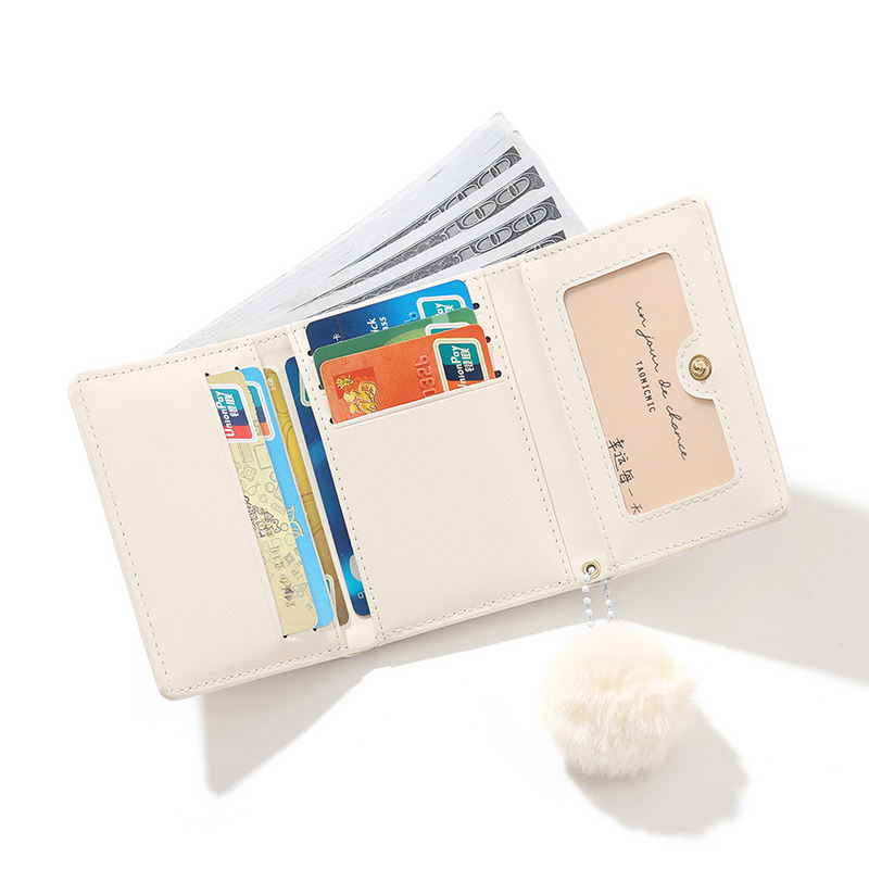 Cat Print with Pom Pom Wallet