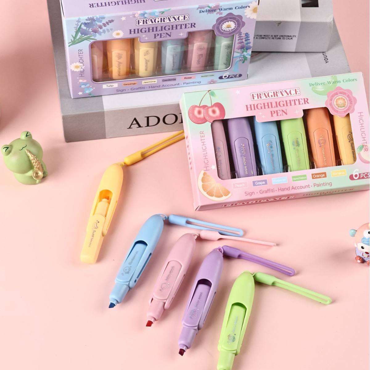 Flower Fragrant Highlighter Pen (Set Of 6)