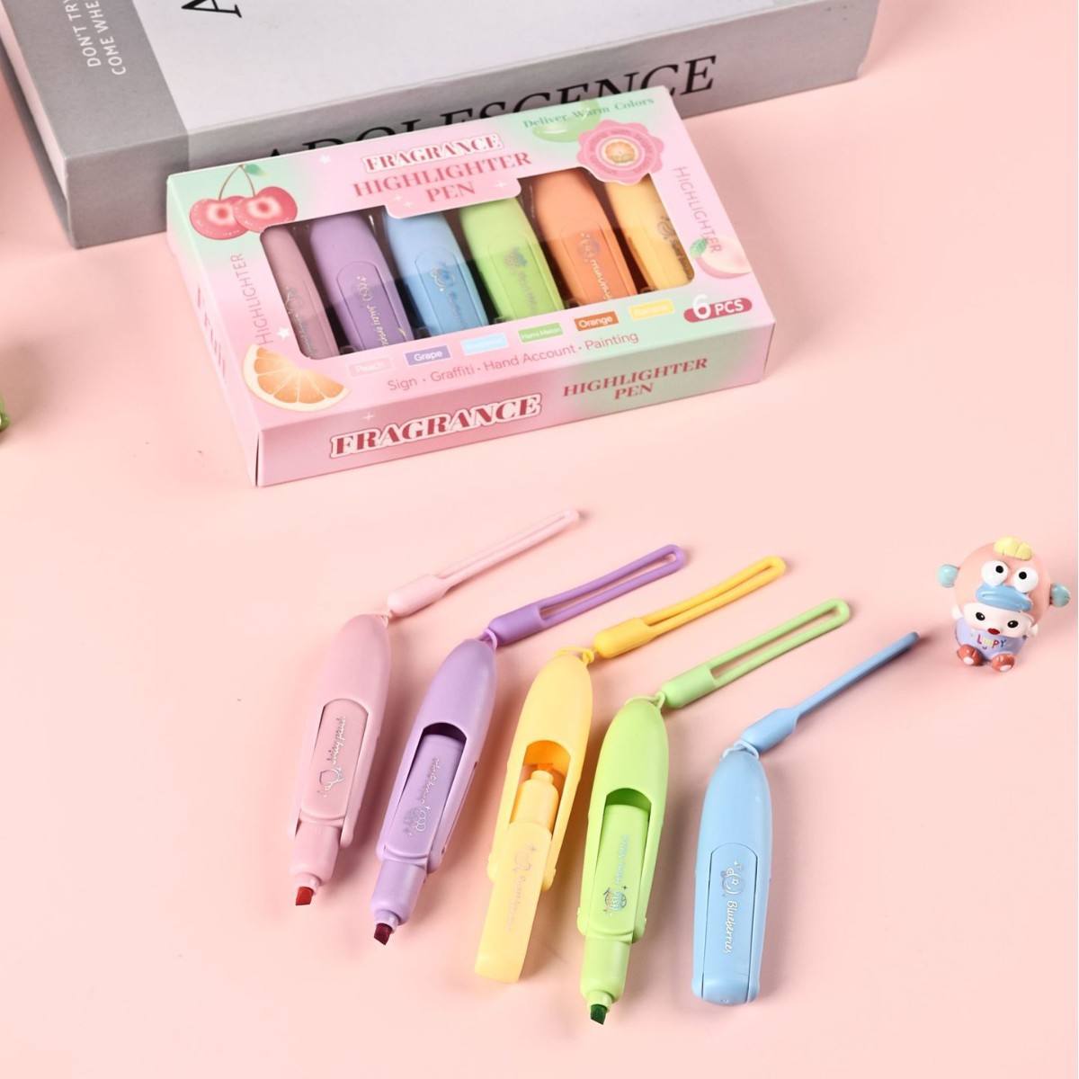 Flower Fragrant Highlighter Pen (Set Of 6)
