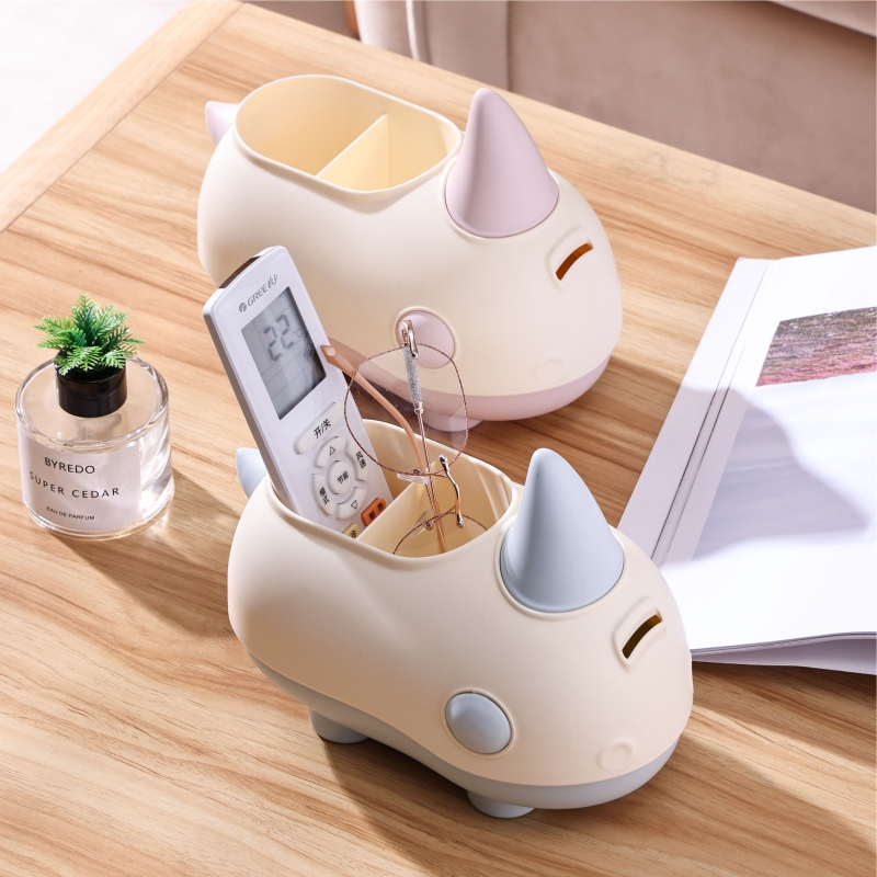 Cute Rhino Pen Stand With Piggy Bank