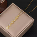 Golden Long Clover Necklace