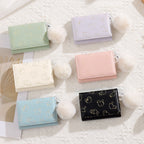 Cat Print with Pom Pom Wallet