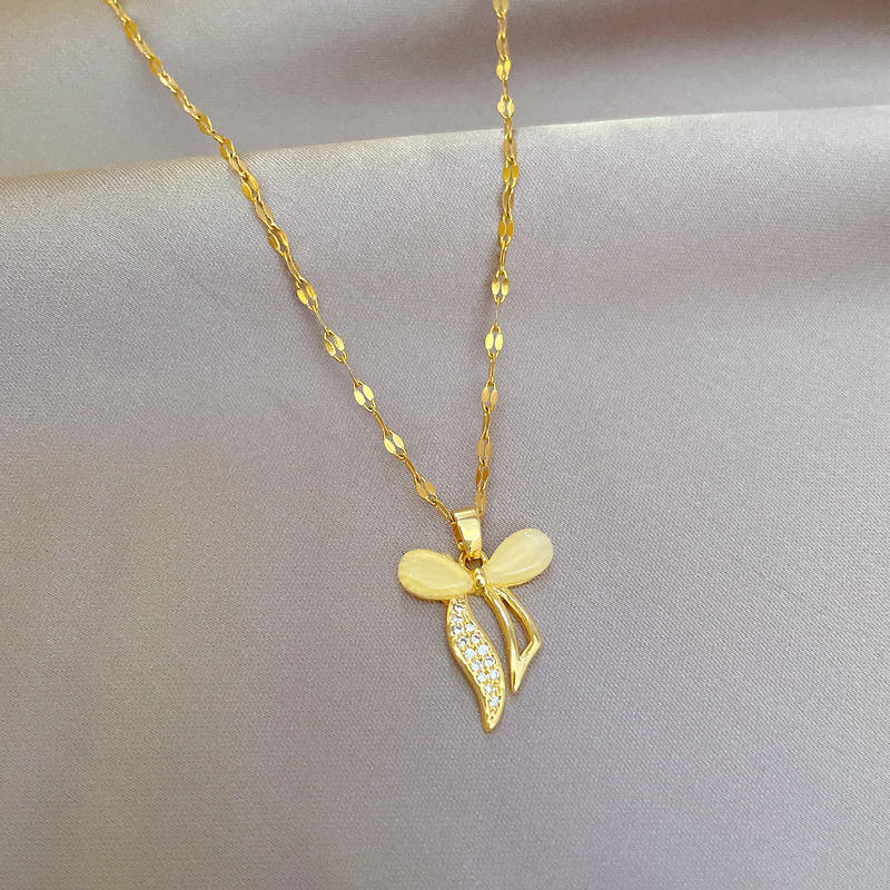 Opal Jade Bow Necklace for Women