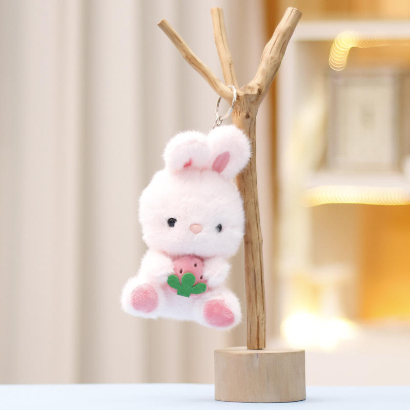 Cute Bunny With Veggie Plushie Keychain