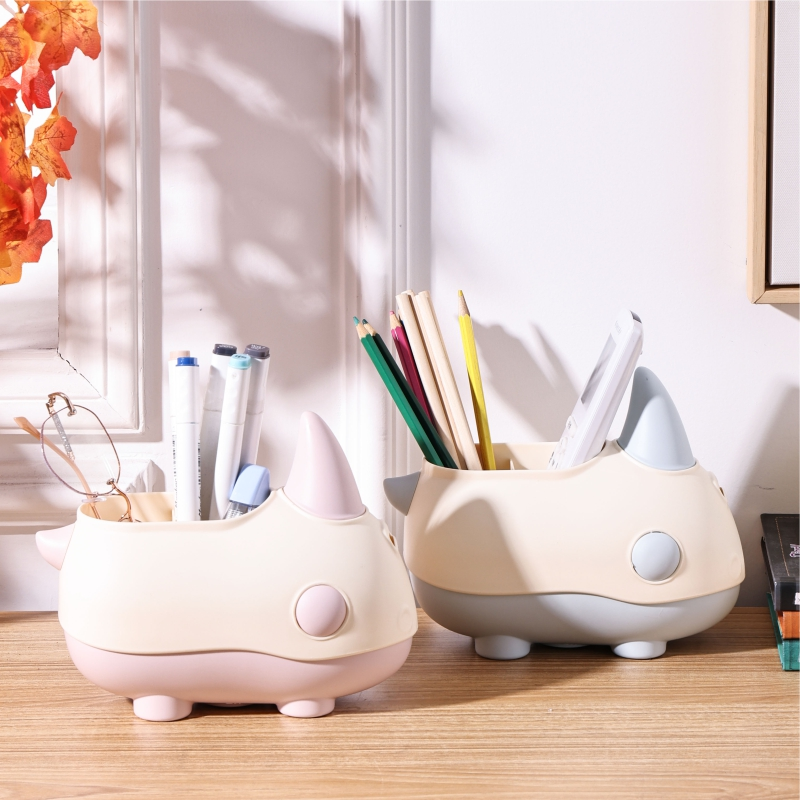 Cute Rhino Pen Stand With Piggy Bank