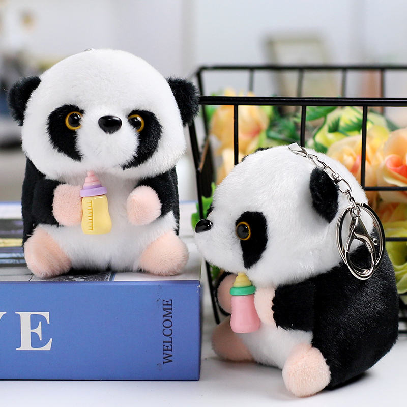 Panda With Bottle Keychain