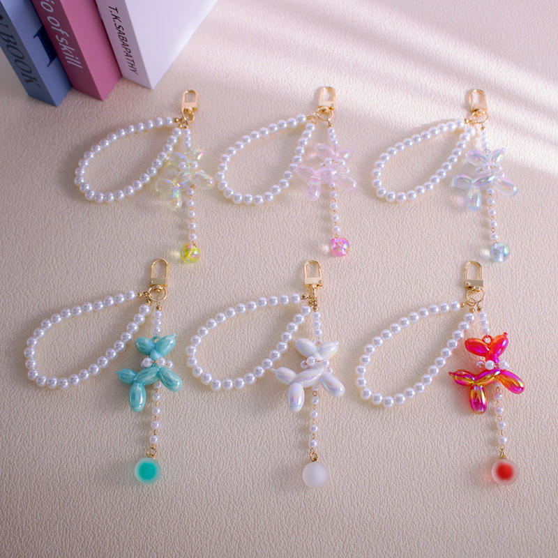 White Beads Charms Keychains
