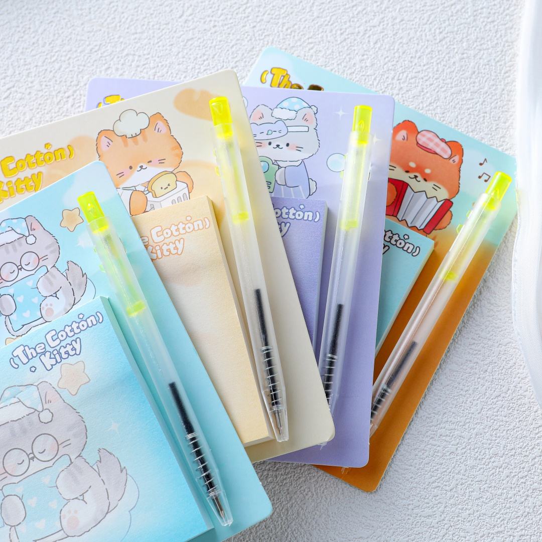 Cute Creamy Bear Sticky Note With Pen