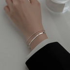 Unisex Double Chain Silver Bracelet