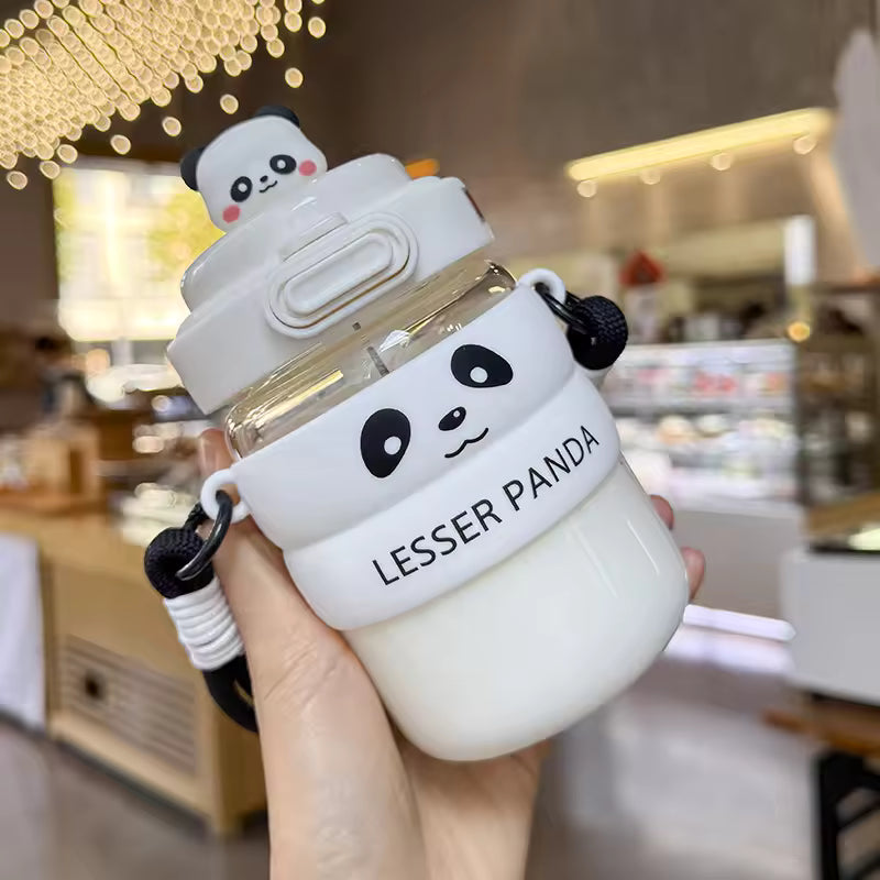 480ml Panda Glass Water Bottle