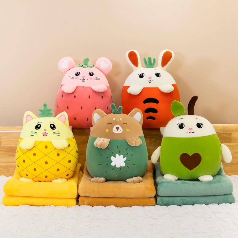 Cute Fruit Plushies With Blanket